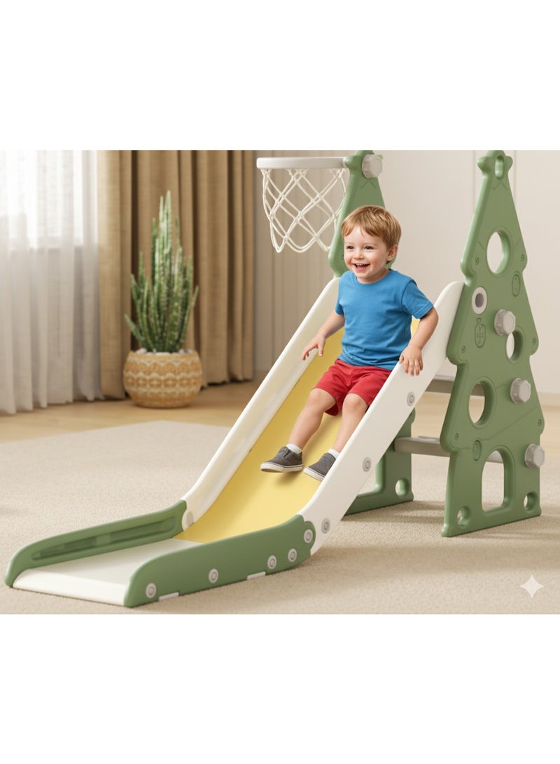 FULL JOY 2 in 1 Mini Kids Slide with Basketball Hoop, Foldable Slide for Toddlers Boys Girls Climbers, Indoor and Outdoor Toys - Image 3